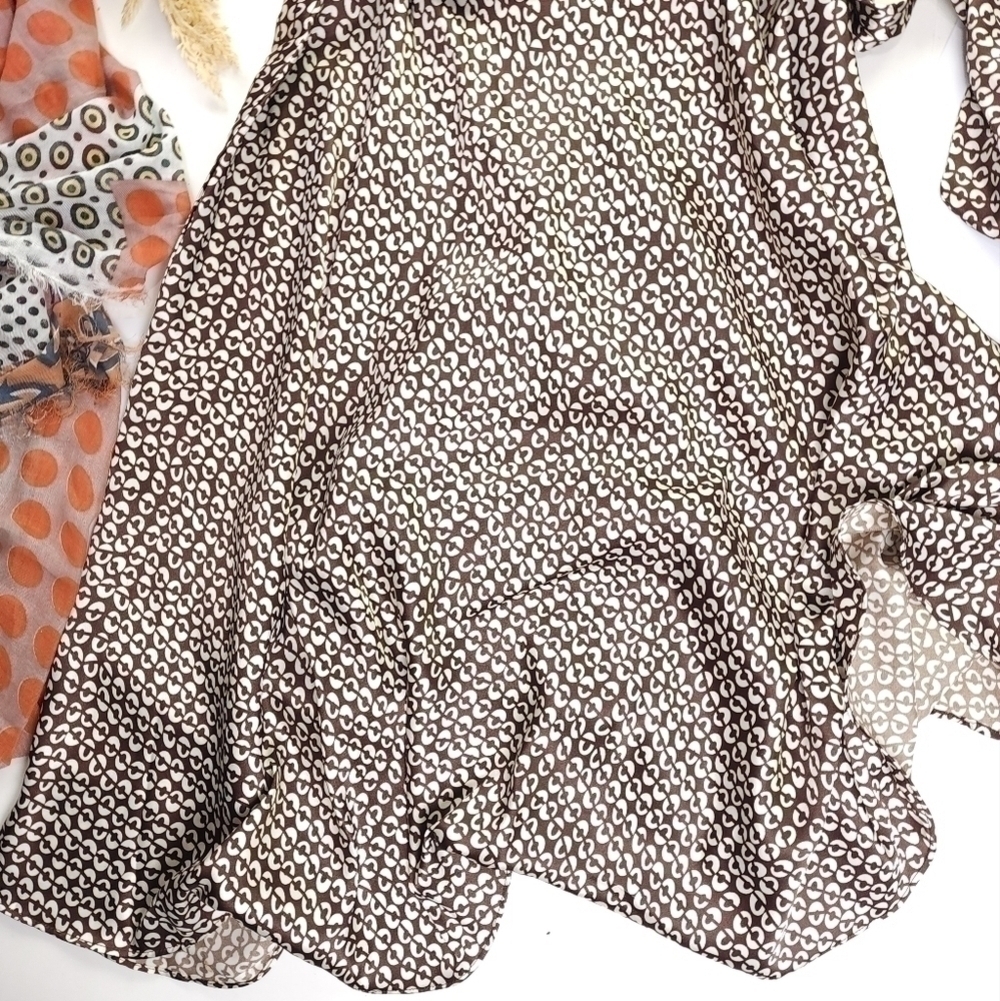 New A.P.N.Y. Brown White Patterned Satin Dress Sz 12 - Picture 15 of 16
